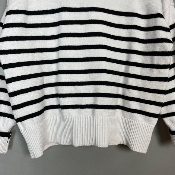 Philosophy Sweater Striped Women Crew Neck White‎ Black Size Large Soft Cozy - Picture 7 of 10